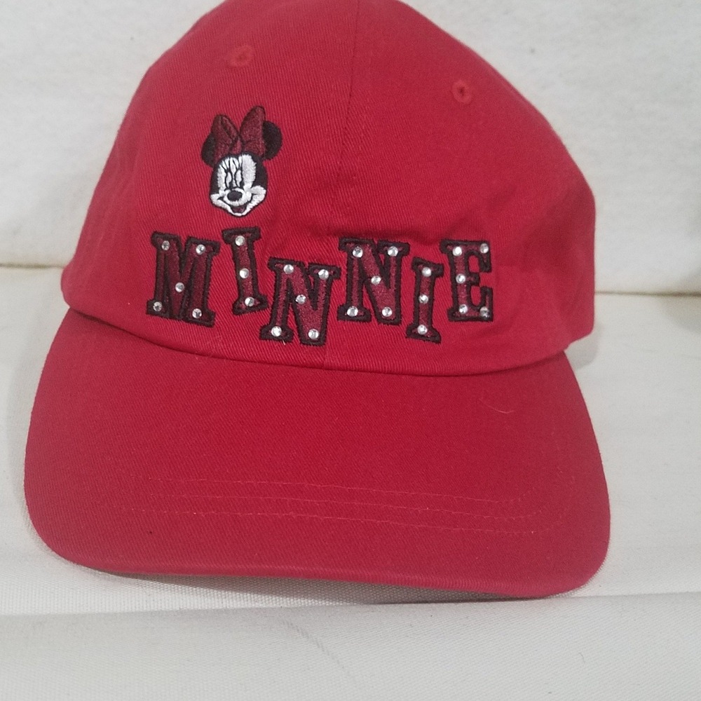 Disney Minnie Mouse Red Baseball Cap Large Adjustable Embroidered Rhinestones